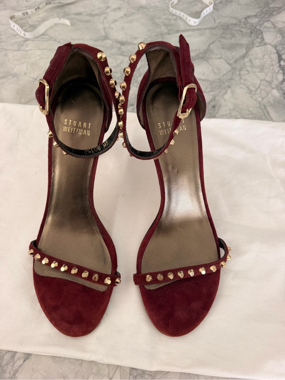Stuart Weitzman Burgundy Studded Heels Size 8